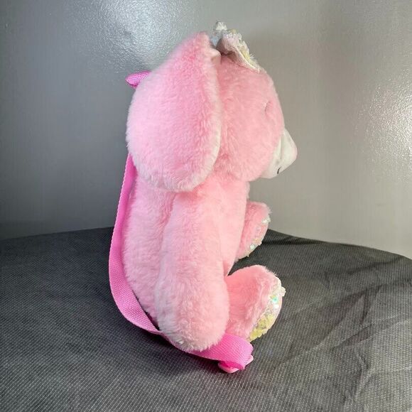 Bunny Rabbit Backpack Bag 13" Pink Plush Sequins Carried Away Easter Gift - Picture 7 of 11